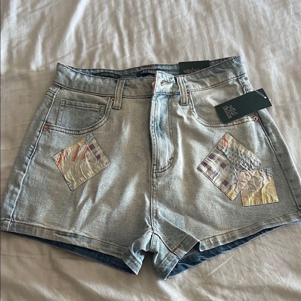 Wild Fable Light Blue Patchwork Jean Shorts